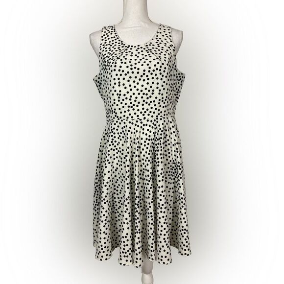 41 Hawthorn Dress Women’s L White Black Polka Dot Fit & Flare Sleeveless Chic - Picture 1 of 10